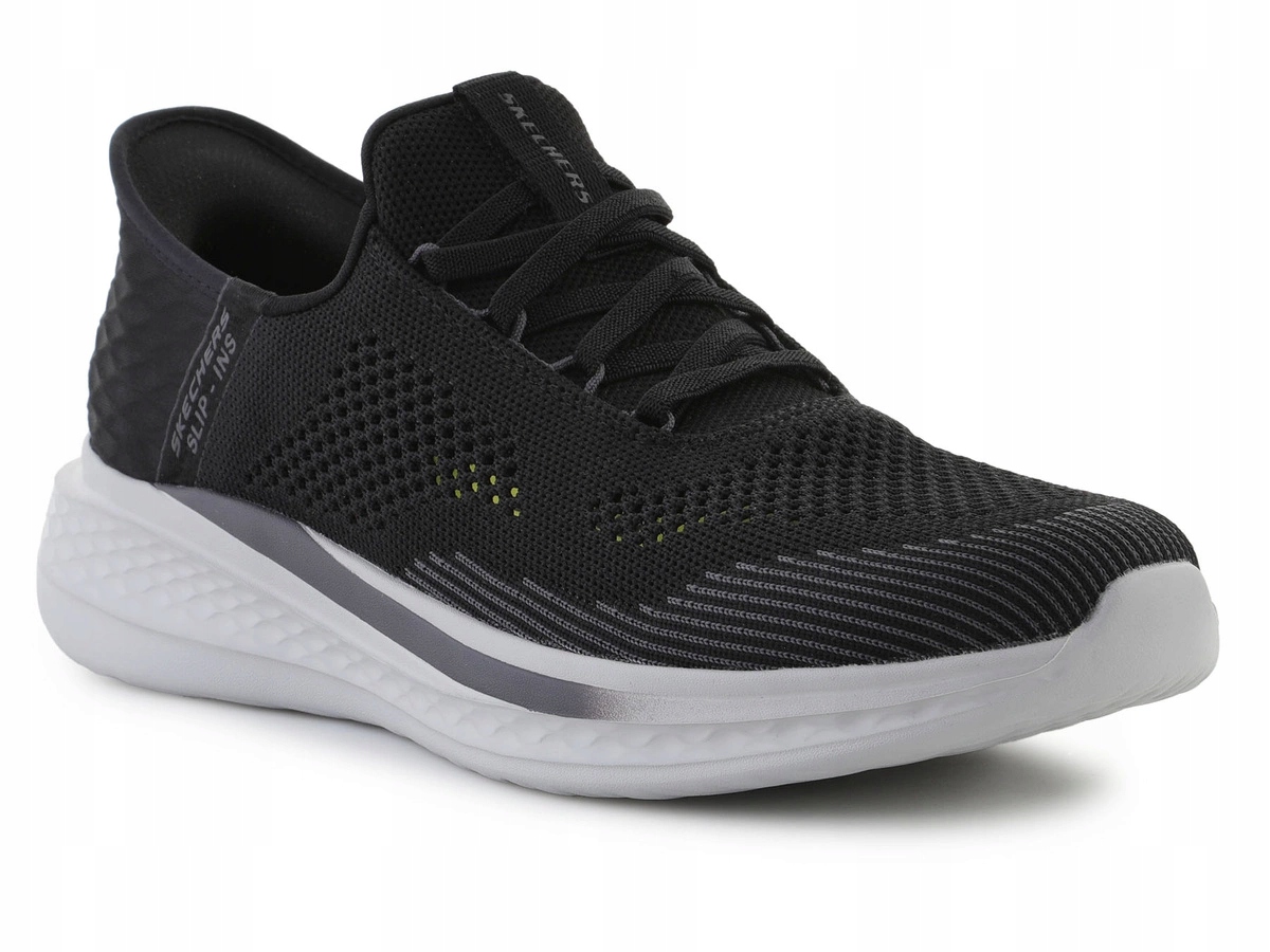 Buty męskie sportowe Skechers Slade Quinto wsuwane czarne SLIP-INS