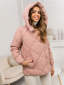 Růžová prošívaná dámská zimní bunda s kapucí Denley 5M3175A_XL