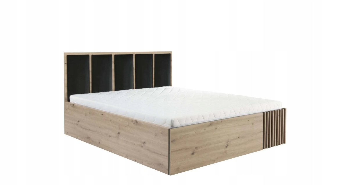 Čalouněná postel do ložnice 160x200 Lamele C-16 Lůžka Moderní úložný prostor