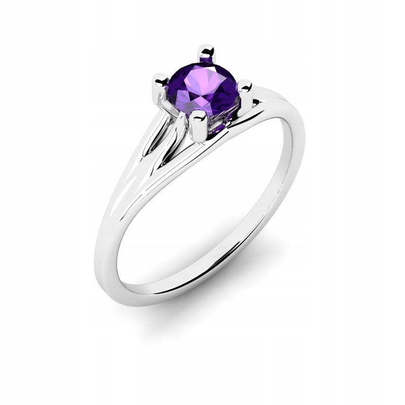 

Pierścionek Z Białego Złota Z Fioletową Cyrkonią