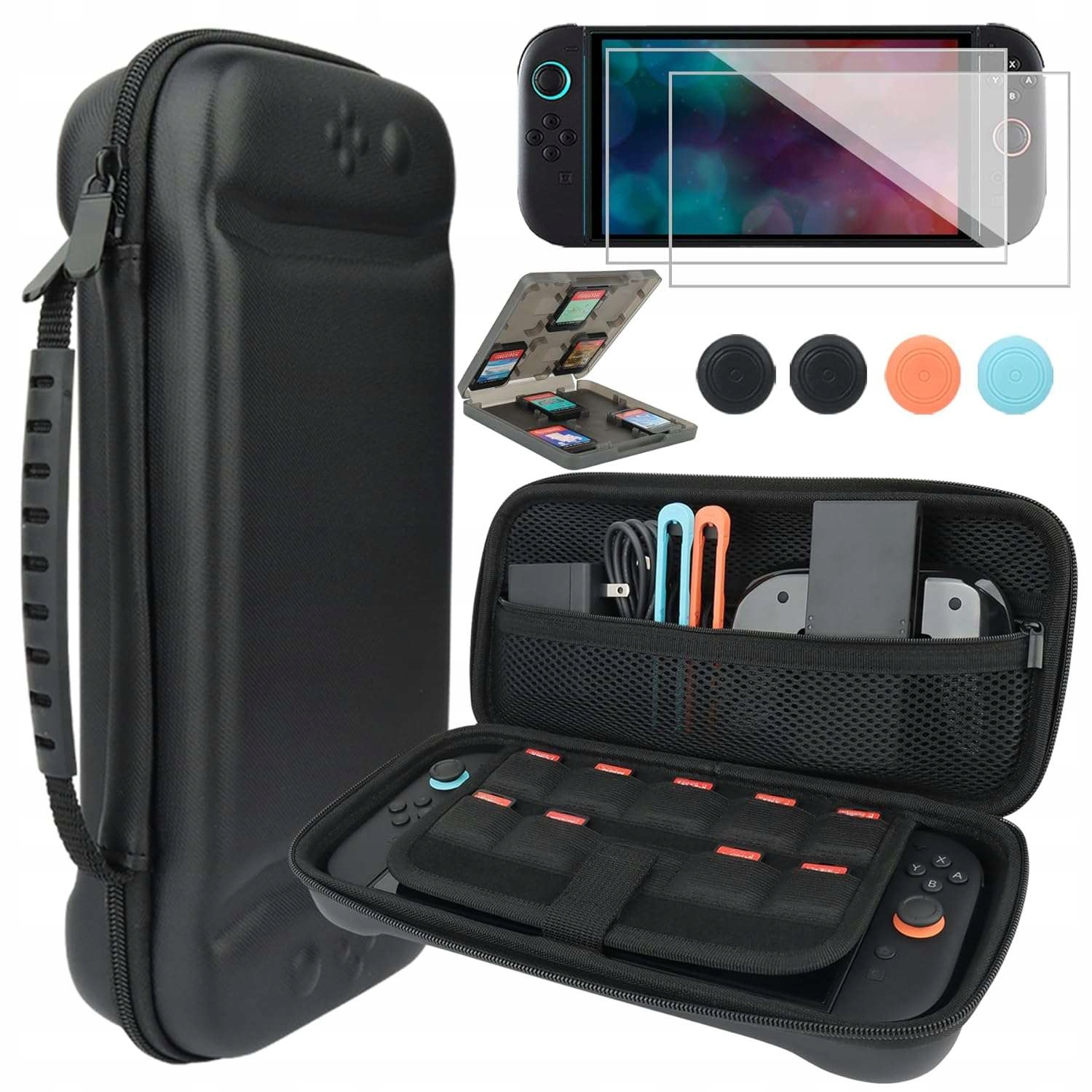Etui do Nintendo Switch 2 Zestaw Hard Case 2x Szkło + Nakładki 8w1