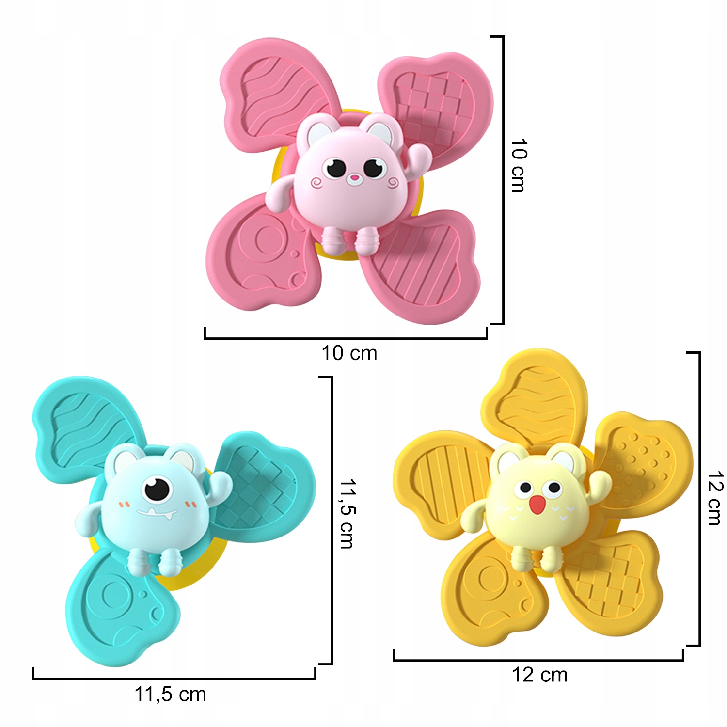 3X Fidget spinner ZABAWKA DO KĄPIELI sensoryczna z przyssawką GRZECHOTKA