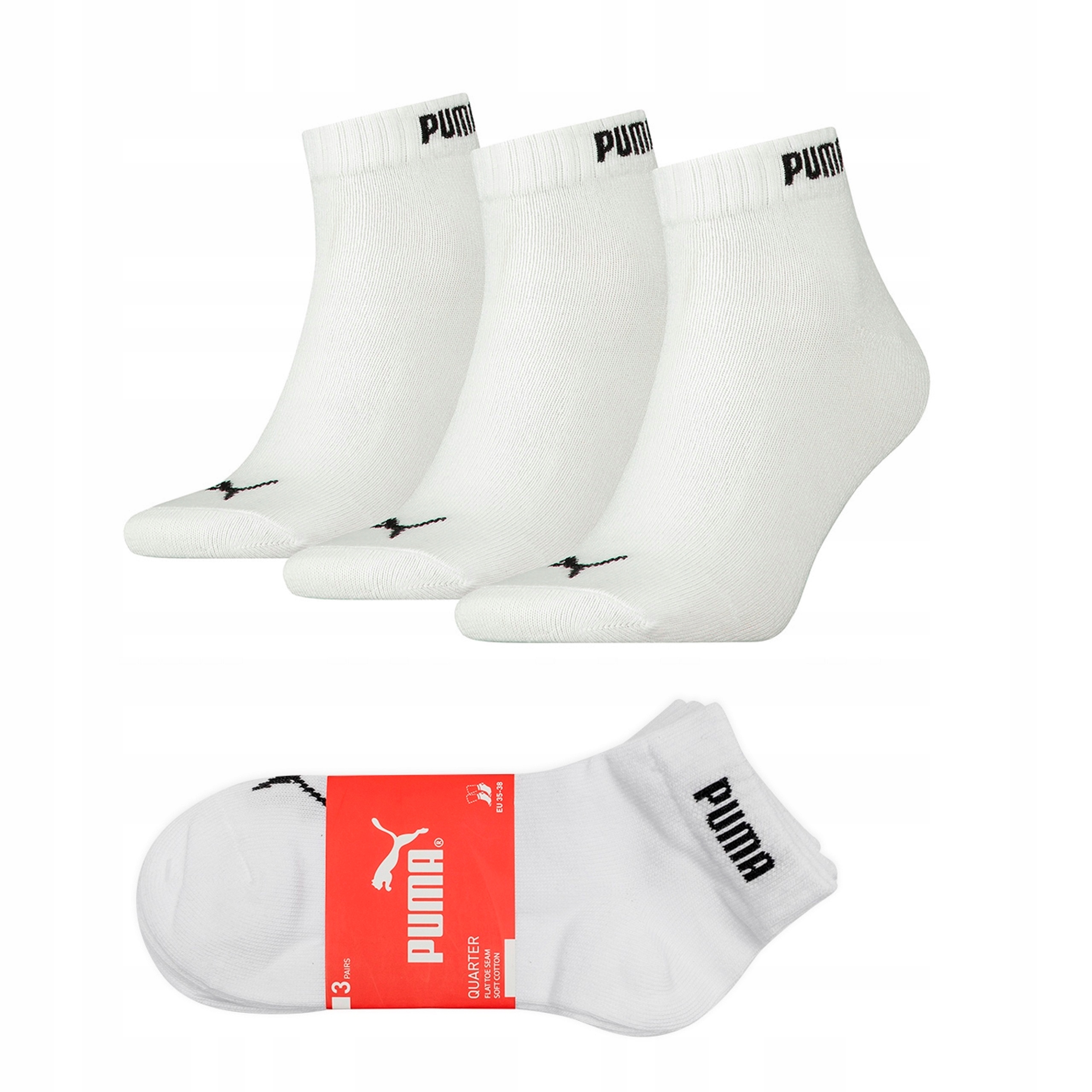 Skarpety PUMA QUARTER białe 3pack 39-42 oryginalne skarpetki zakostki 3pary