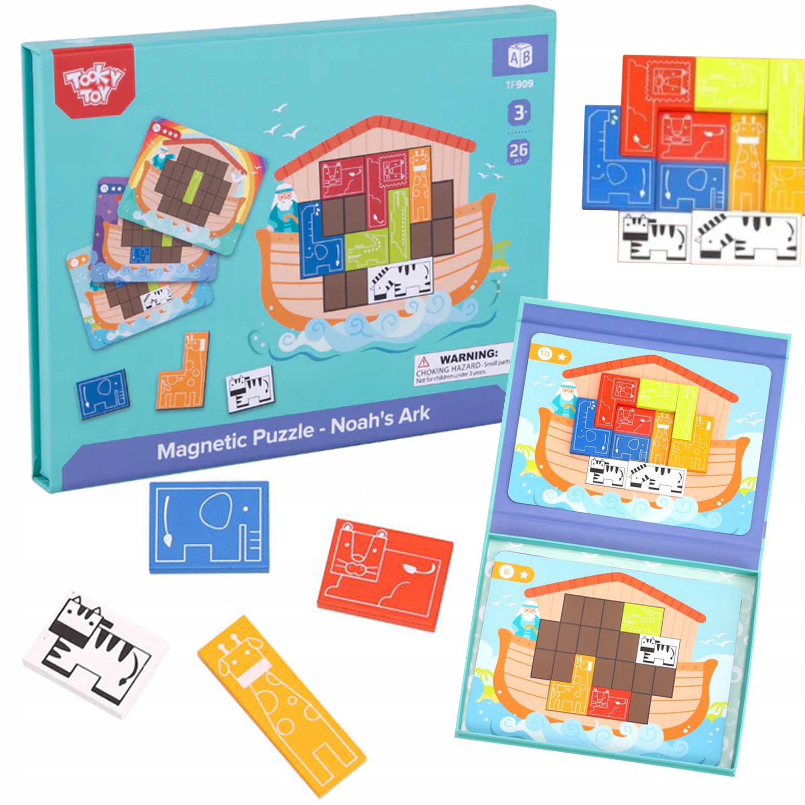 GRA LOGICZNA UKŁADANKA MAGNETYCZNA TETRIS PUZZLE DREWNIANA MONTESSORI 3D