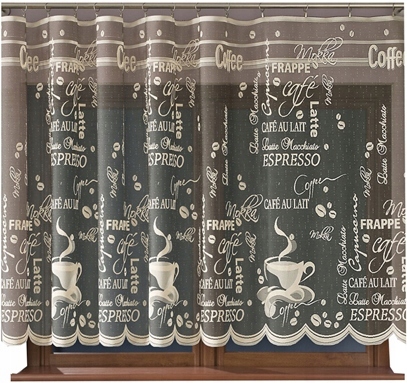 

Firana wzór Coffe rozm. 300x150cm (z obszyciem)