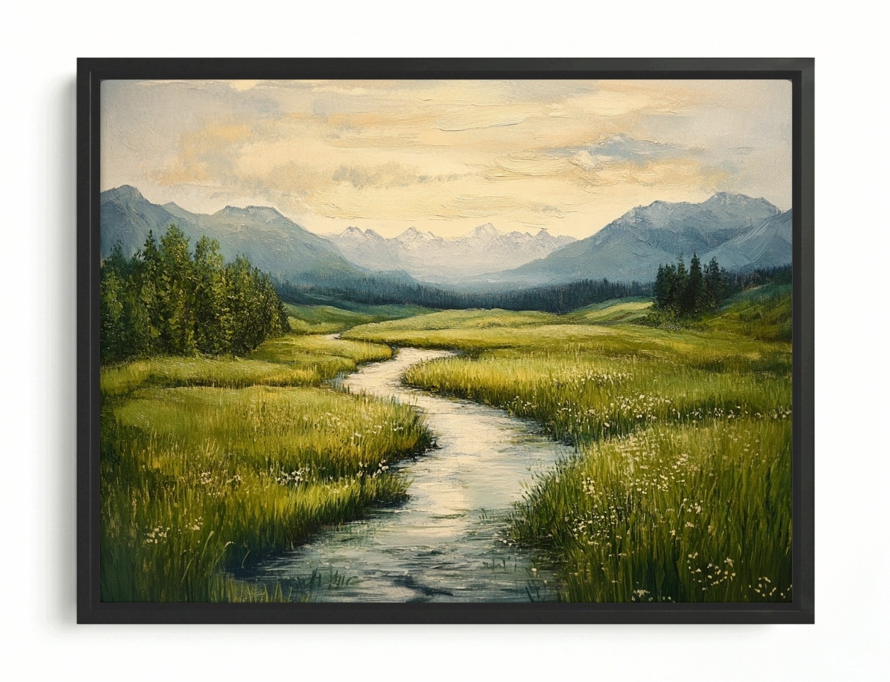 Obraz Rám Americký Box Krajina Louka Řeka Potok Zeleň 80x60
