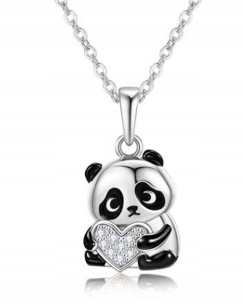 

Naszyjnik Srebrny Serce Panda 925 Łańcuszek Venus
