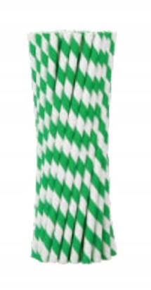 

Słomki papierowe zielone paski 195x8mm 100szt