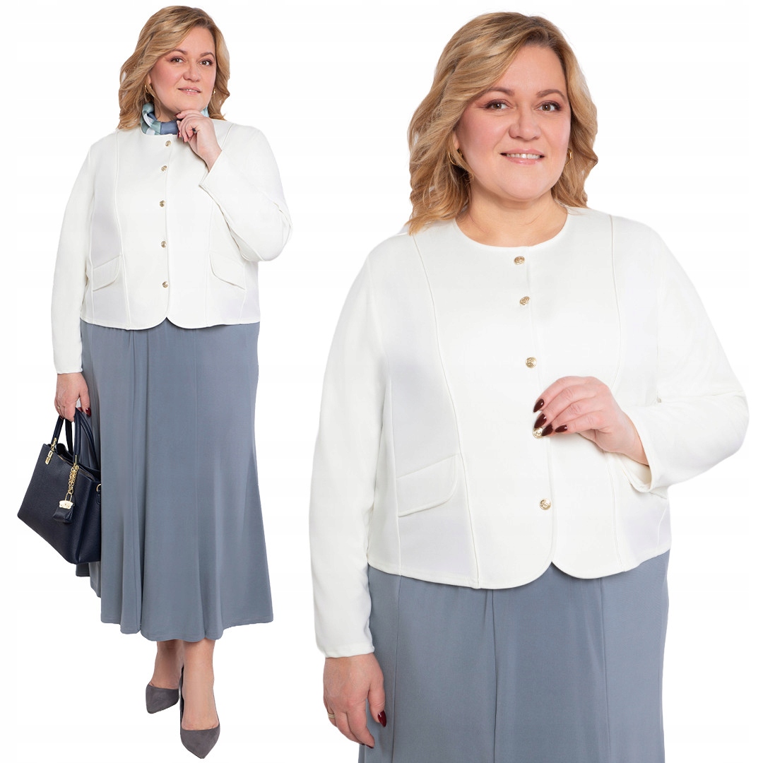 Bílé sako s ozdobnými knoflíky 52/54