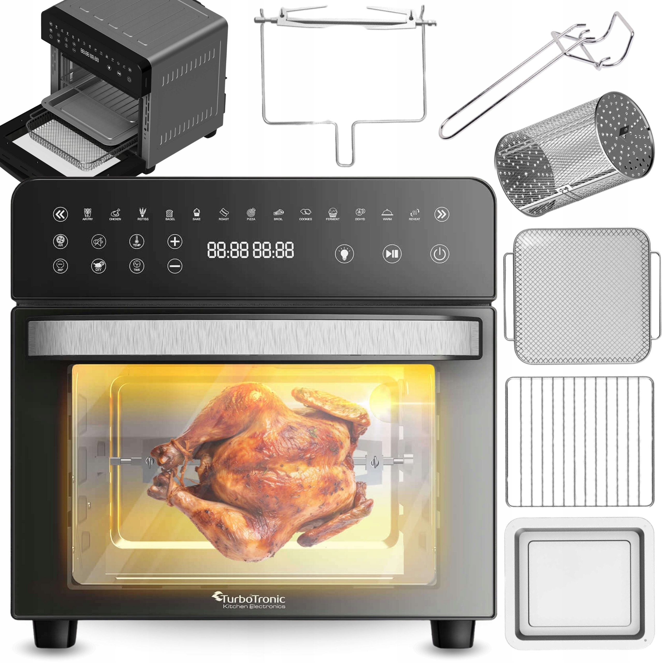 Mini Elektrická Termocirkulace Rožno Inox Nerezová Ocel 14L 1800W