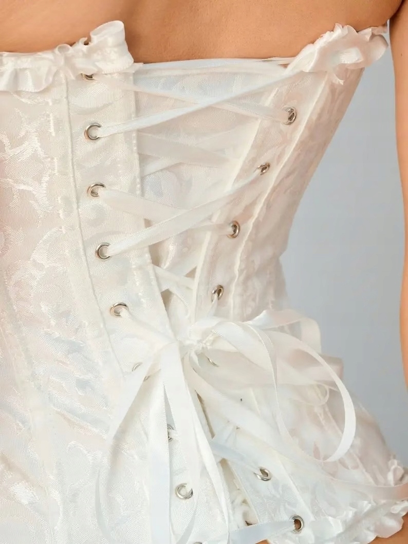 Wyszczuplający Biały Gorset wiązany OVERBUST 2XL Rozmiar XXL