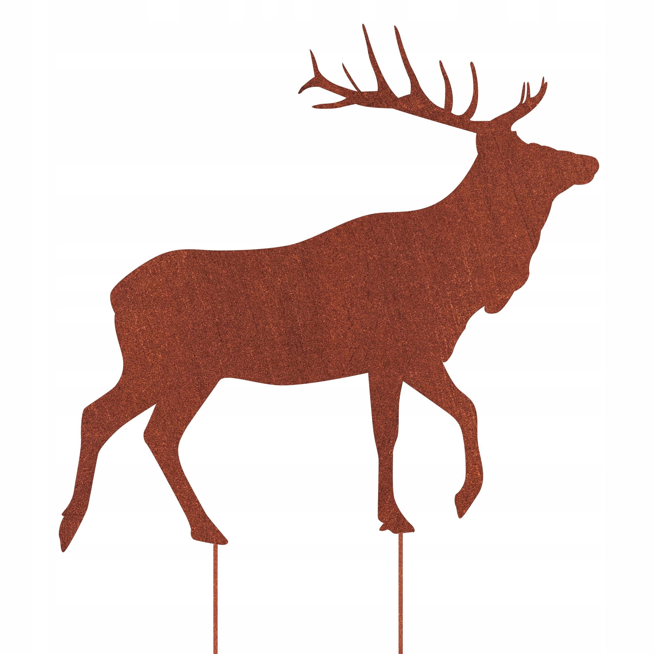 Zahradní Dekorace Jelen Z Cortenové Oceli, Patinovaná, Figurka Velká 80 CM