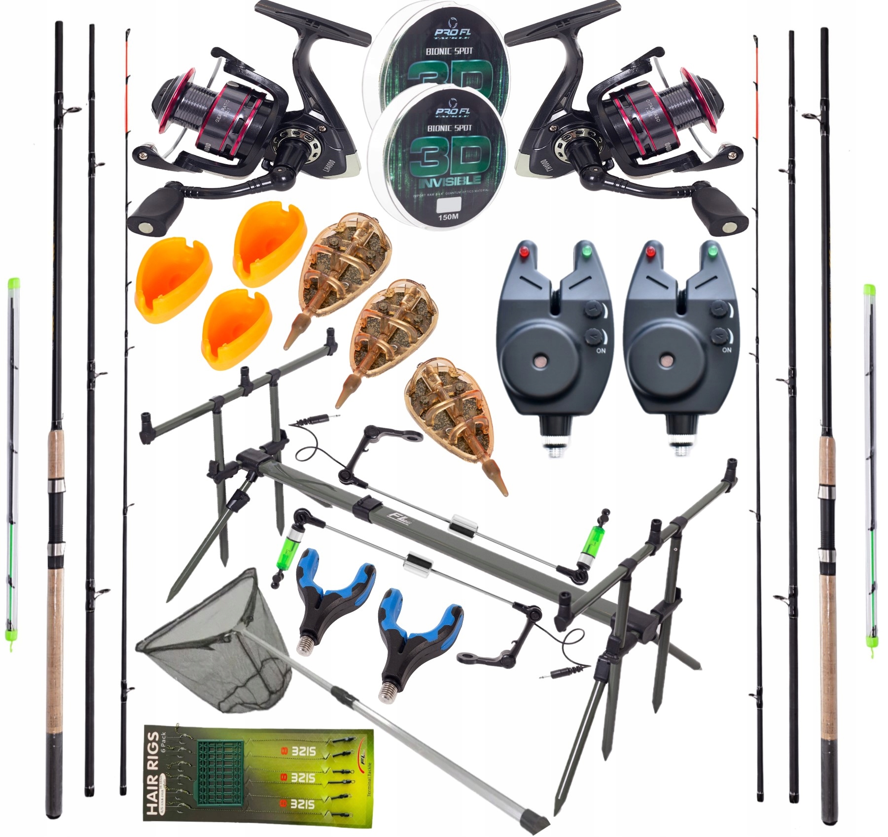 Zestaw wędkarski Fl 2xWĘDKA Classic FEEDER+2xKOŁOWROTEK Lh+stojak