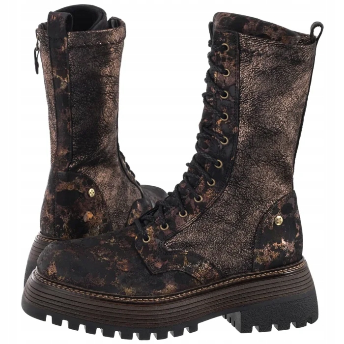 Dámské kožené boty Kanady Workery Maciejka Bronz se zlatem 06203-32