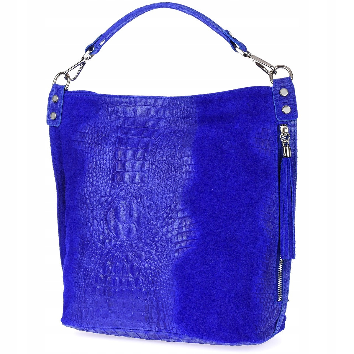 Chabrová kožená kabelka semišová shopper W10