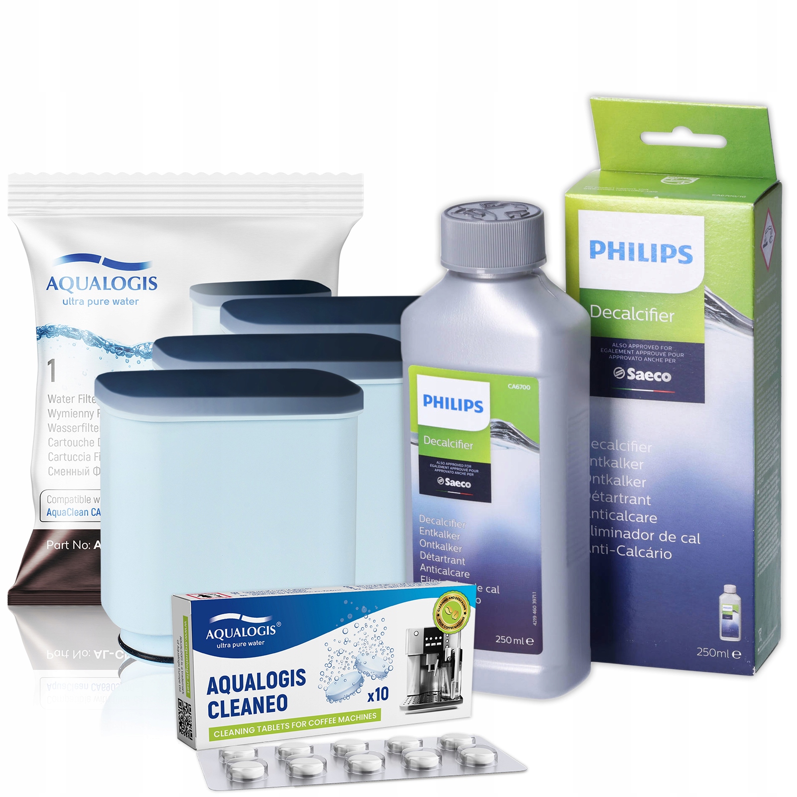 3x Filtr AL-Clean Do Ekspresu Saeco Philips + Tabletki +Odkamieniacz 250ml