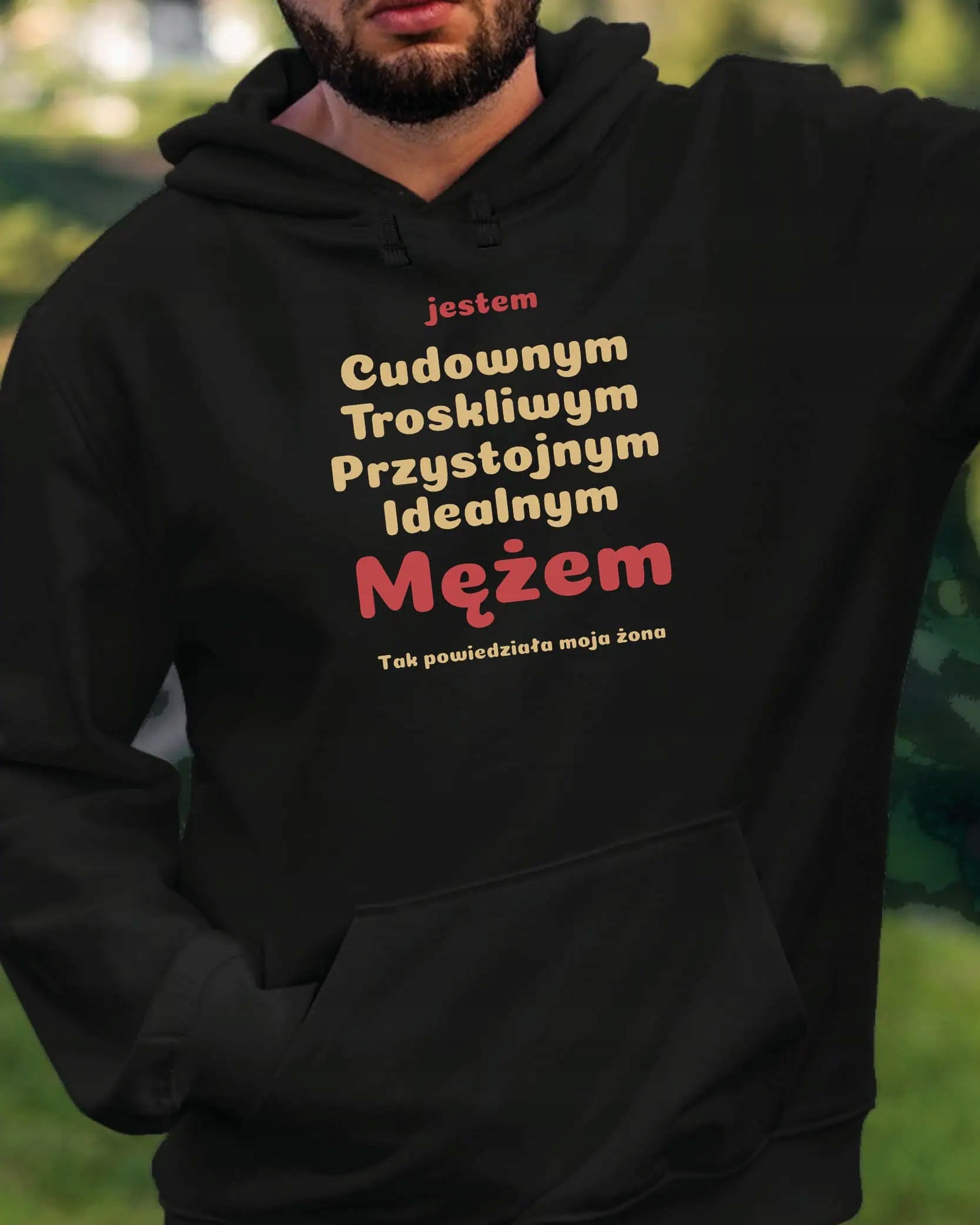 Mikina s kapucí Dárek pro manžela Vlastnosti Směšná Černá L