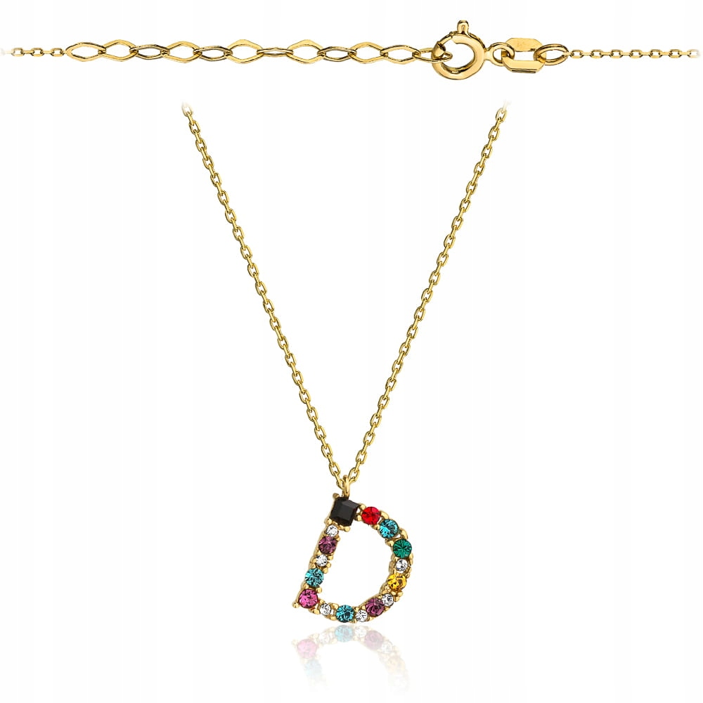 Zlatý náhrdelník 585 s písmenem D a kameny 1.45 g 42+3 cm