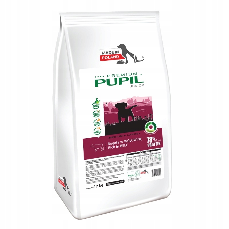 Levně Suché krmivo pro psy Pupil Premium Junior M&L hovězí 12 kg