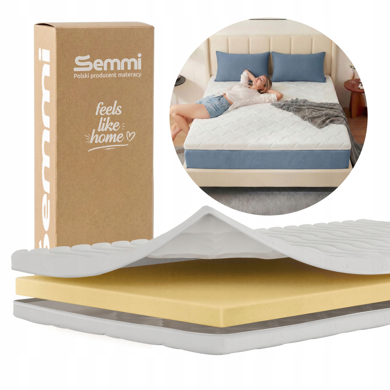 Materac Nawierzchniowy 90x200 Topper Pianka Nakładka na łóżko H2 (miękki)