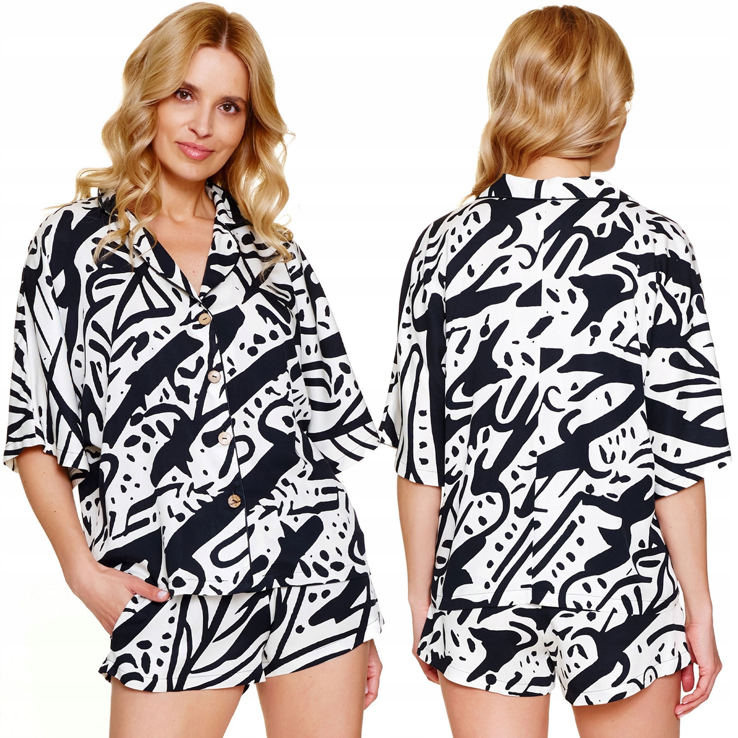 Doctor Nap PM.7310 la palma viskóza krátká dámská bílá černá Pyžamo L