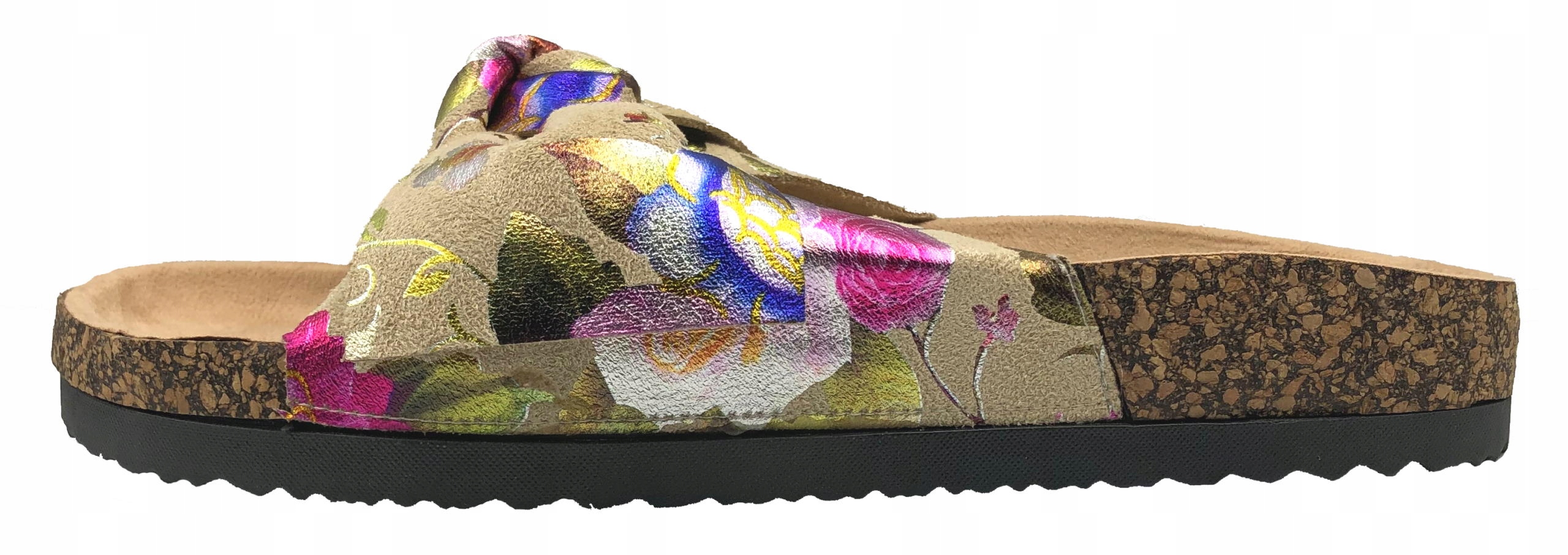 KLAPKI PROFILOWANE NA KORKU Z KOKARDĄ WYGODNE 38