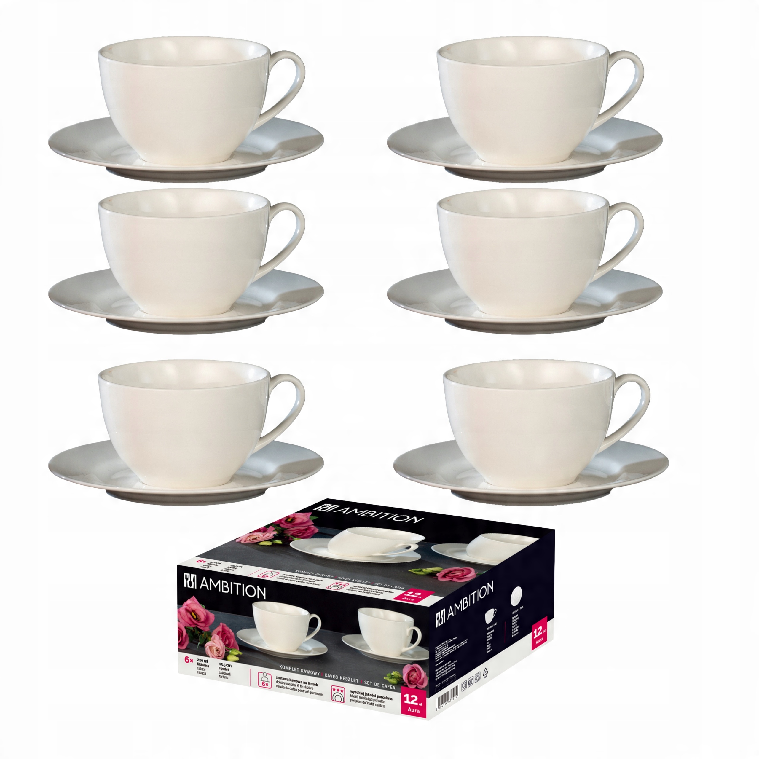 

Komplet kawowy 12 el. Porcelana Ambition Aura