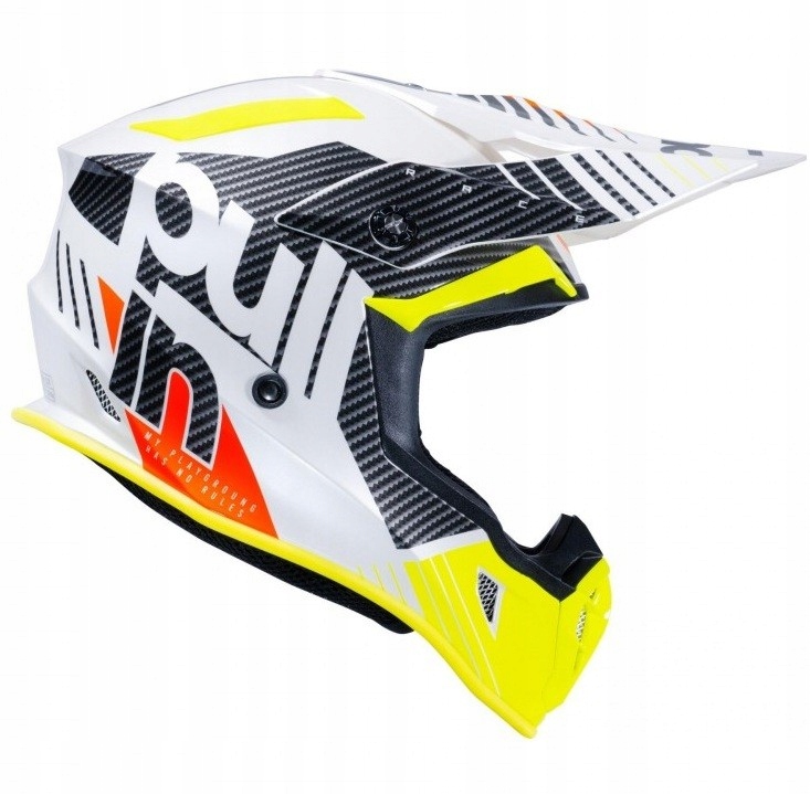 Pull-in Race White Neon Yellow prilba s cross enduro off-road šiltom S