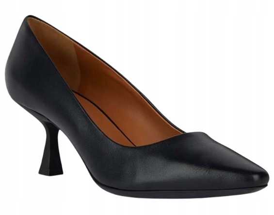 Geox Dámské Černé Lodičky Na Podpatku, Kožené, Velikost 36 Ž_b