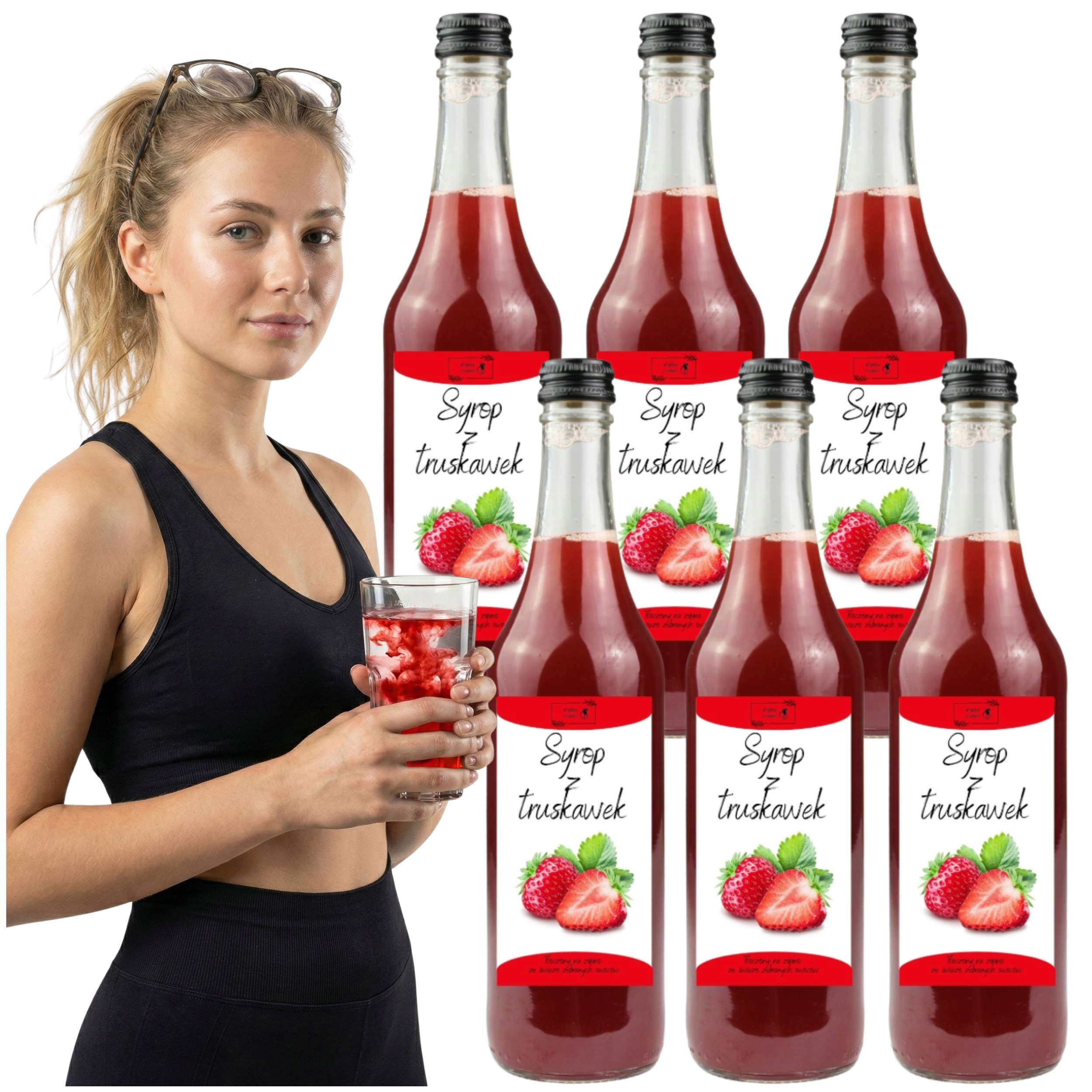 Syrop Truskawkowy Naturalny 100% Z Truskawek Do Herbaty 500ML Zestaw 6 szt