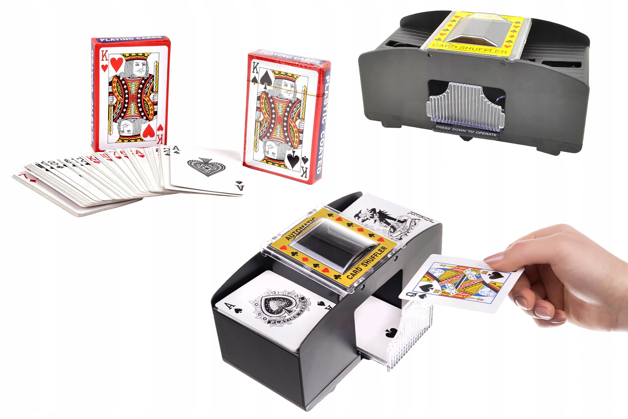 MEGA ZESTAW POKER : TASOWARKA TASOWACZ AUTOMAT+ 2xTALIE KART Liczba talii 2