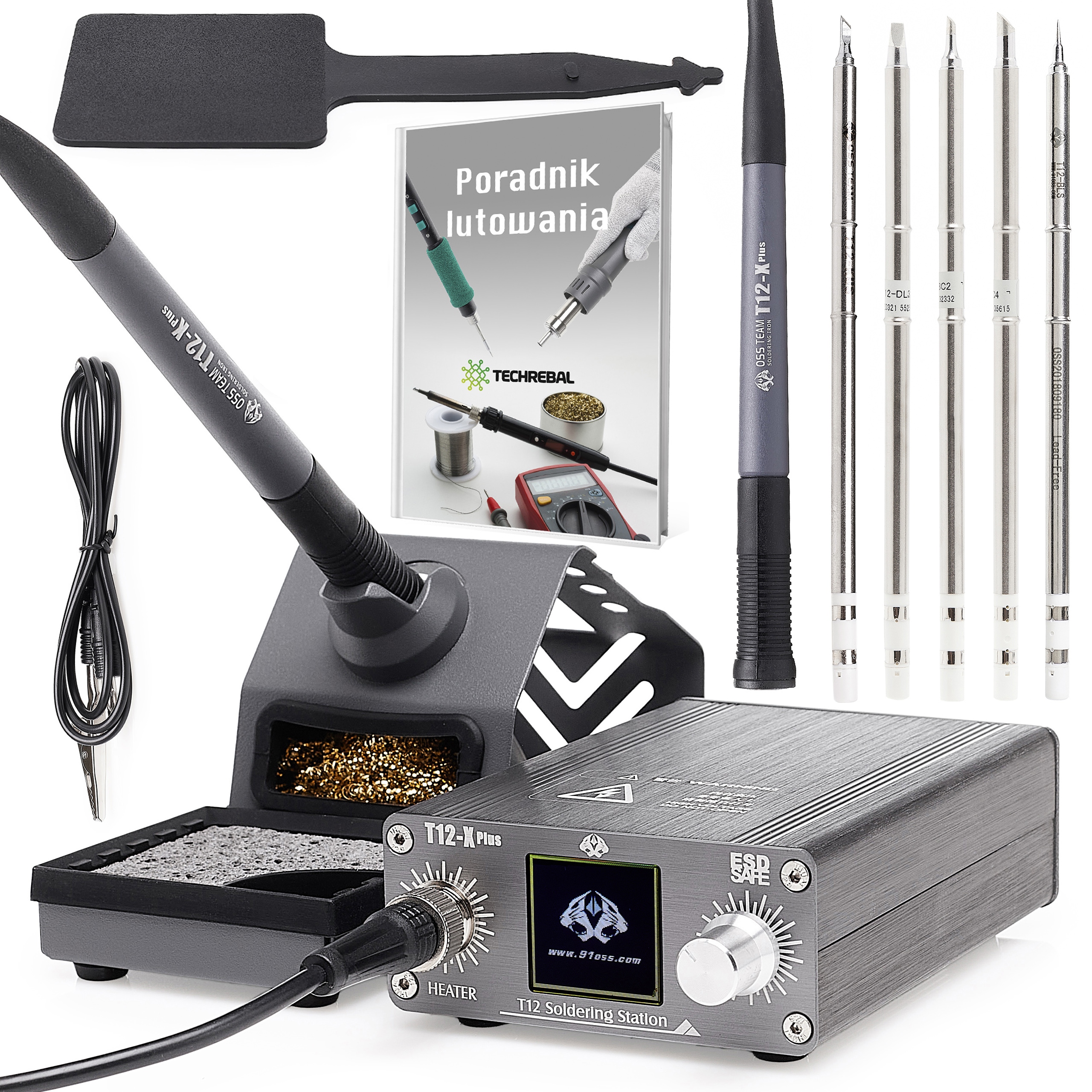 Přesná Pájecí Stanice Oss T12-X Set 5 x Hrot T12 Držák