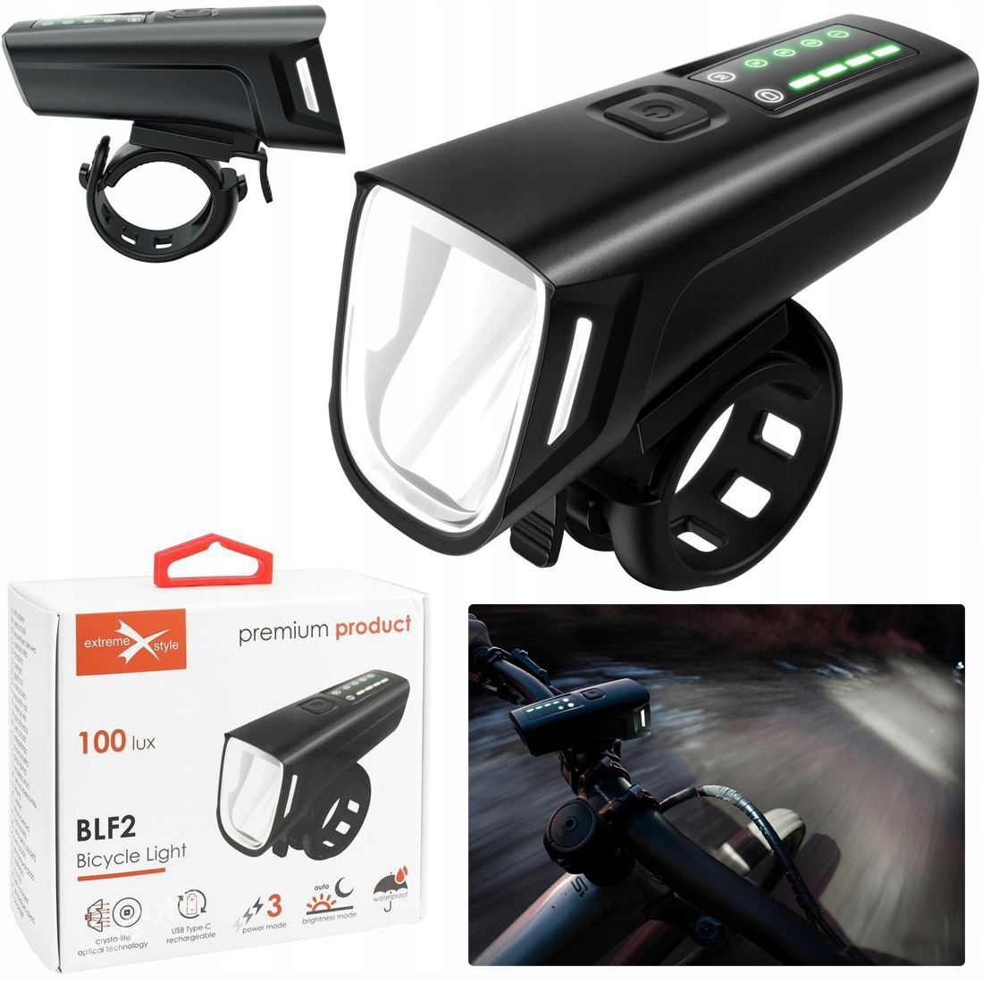 Silné světlo na kolo Led přední svítilna 2000 mAh na kolo Osram Led