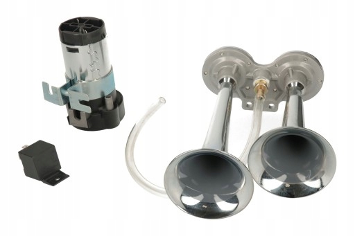 SYGNAŁ KLAKSON ZE SPRĘŻARKĄ TRĄBKI CHROM 12 V Producent inny