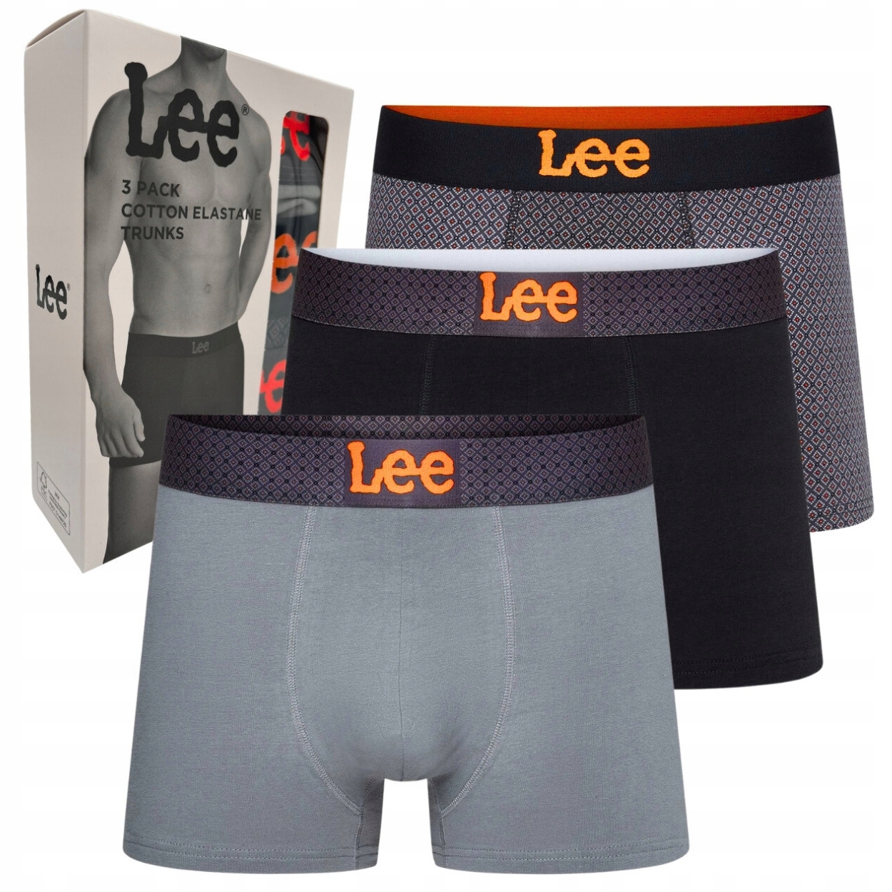 Lee Lucan bokserki męskie bawełniane majtki 3 sztuki logo L