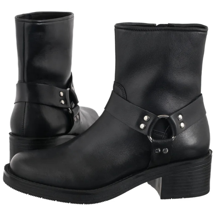 Dámské kožené boty na obuv Kovbojské Boty Ryłko černé E3VK5 černé
