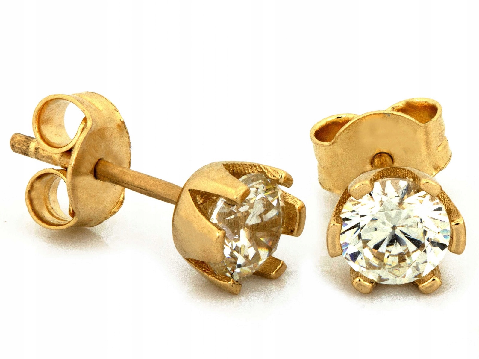 Zlaté náušnice 585 s zirkonem na tyčince 1.24 g elegantní ženské šperky