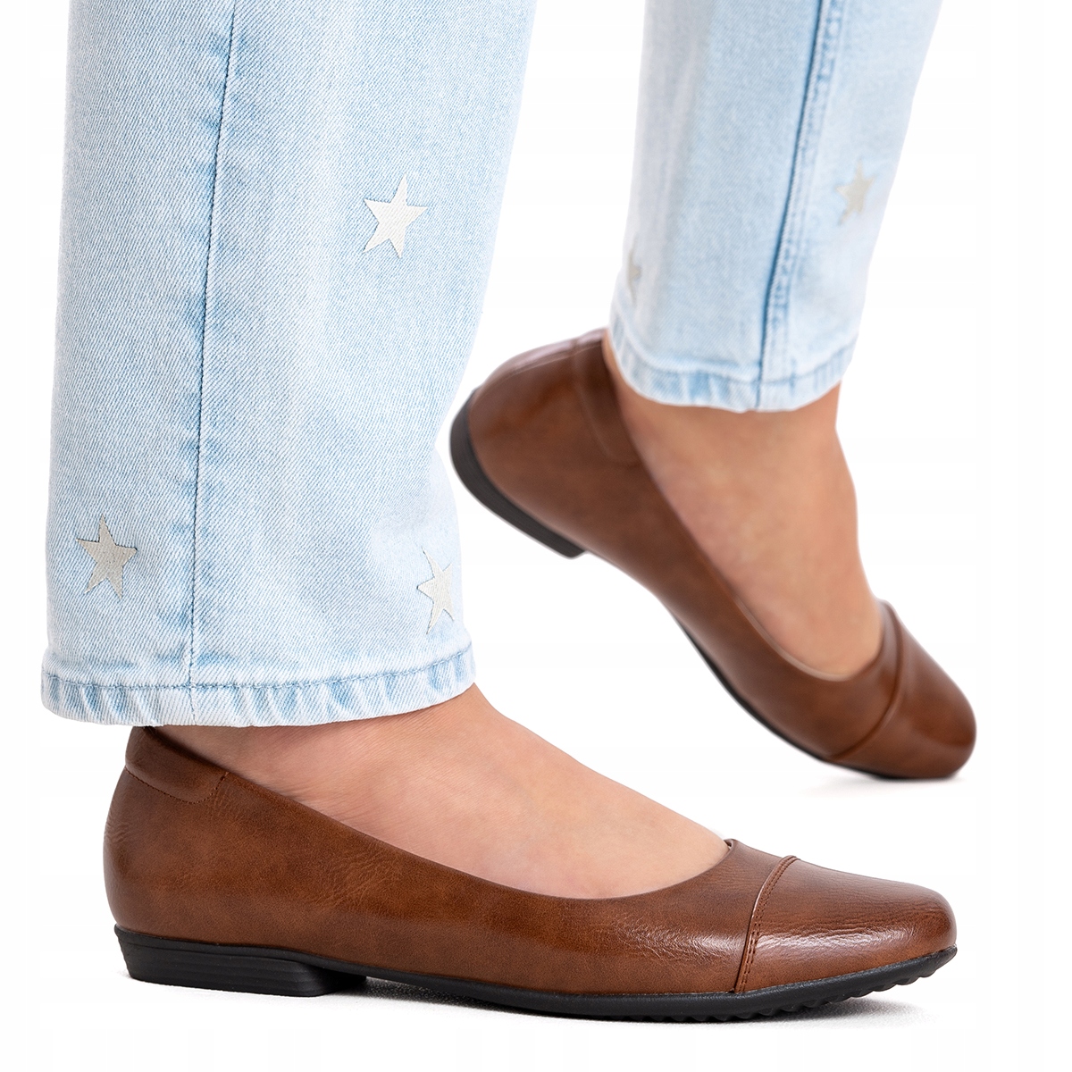 Polobotky baleríny v.KŮŽE lehké měkké Hnědé lehké módní Wojtyłko 37