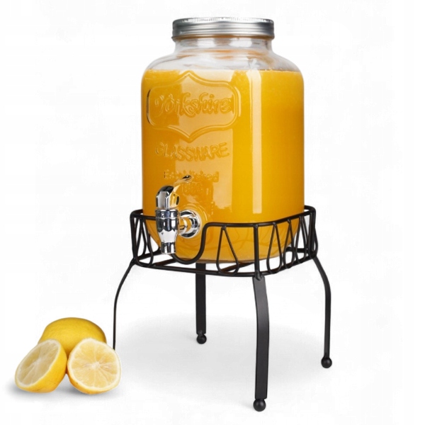 SŁÓJ Z KRANIKIEM I STOJAKIEM 4L SŁOIK NA STOJAKU DYSTRYBUTOR NA LEMONIADĘ Stan opakowania oryginalne