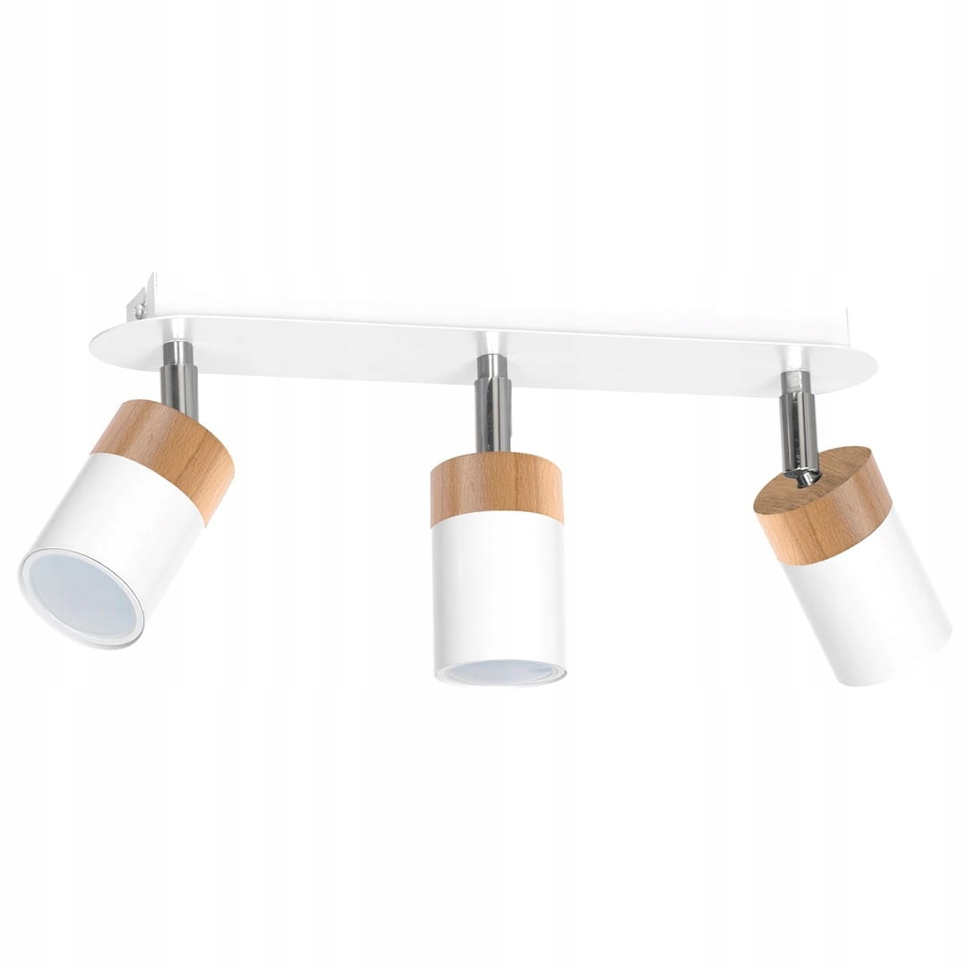 Stropné Svietidlo spot reflektor Joker 3 biely drevo tuby do jedálne prírodný boho