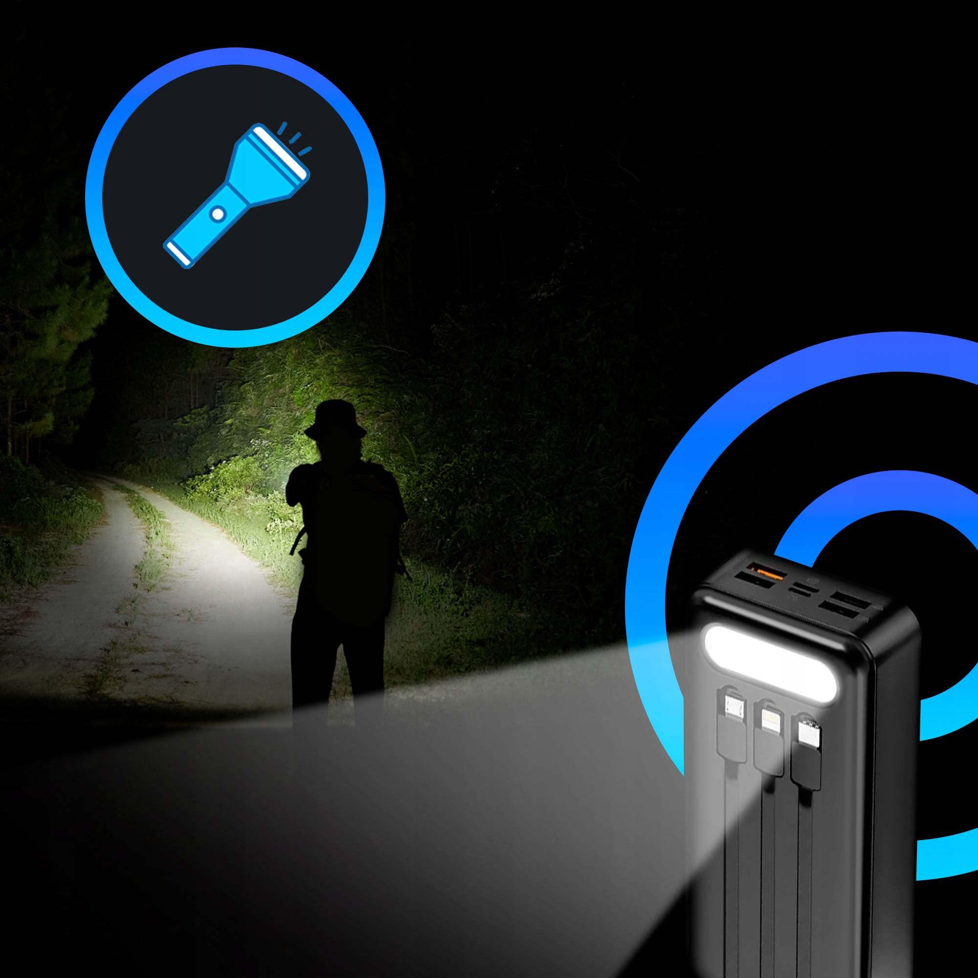 Power bank 30000mAh Fast Charging 22,5W + KABLE Pojemność akumulatora 30000 mAh