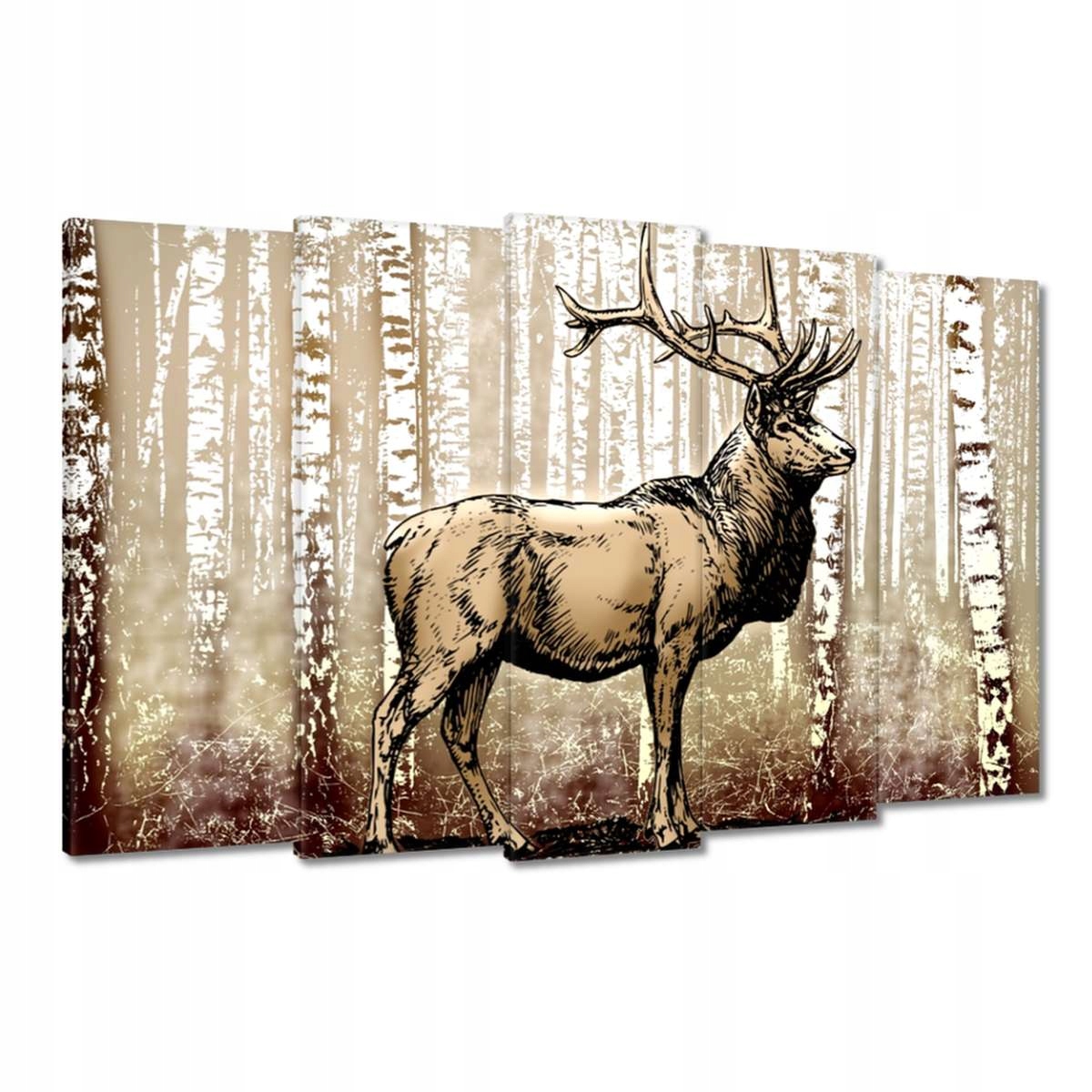 Obrazy 150x95 Jelen v lese břízy