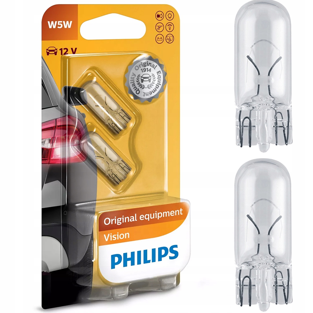 

2x Żarówki Philips W5W 12V 5W 1296B2 Vision +30%