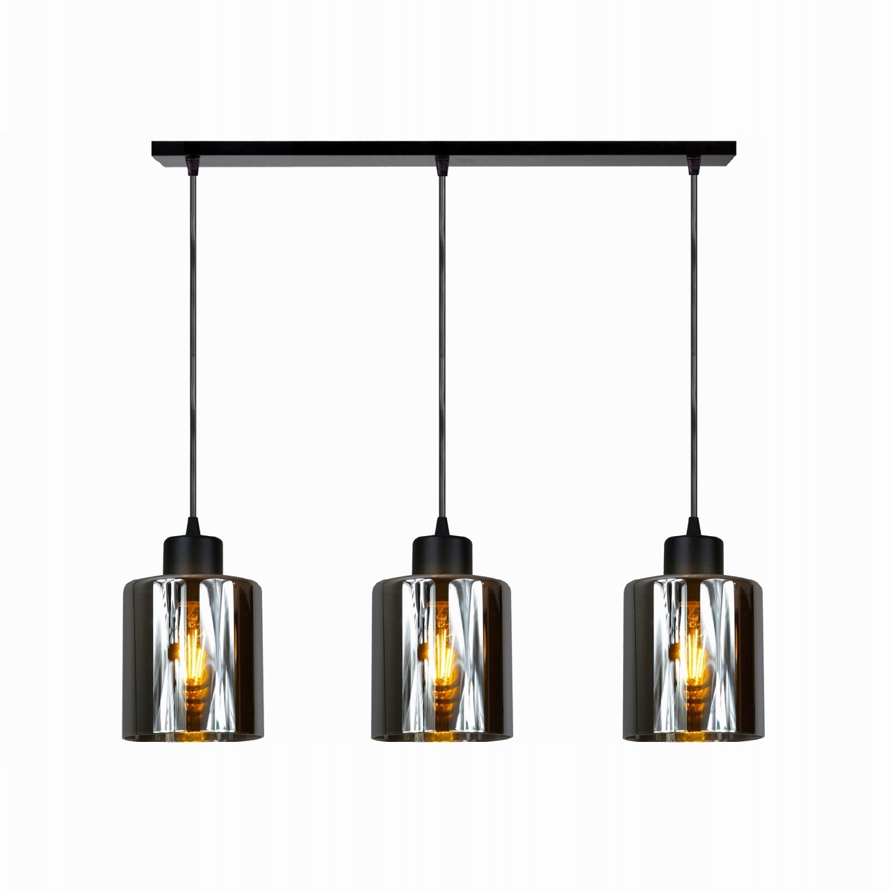 Lampa wisząca sufitowa 3xE27 czarna szkło grafit Great Led salon kuchnia