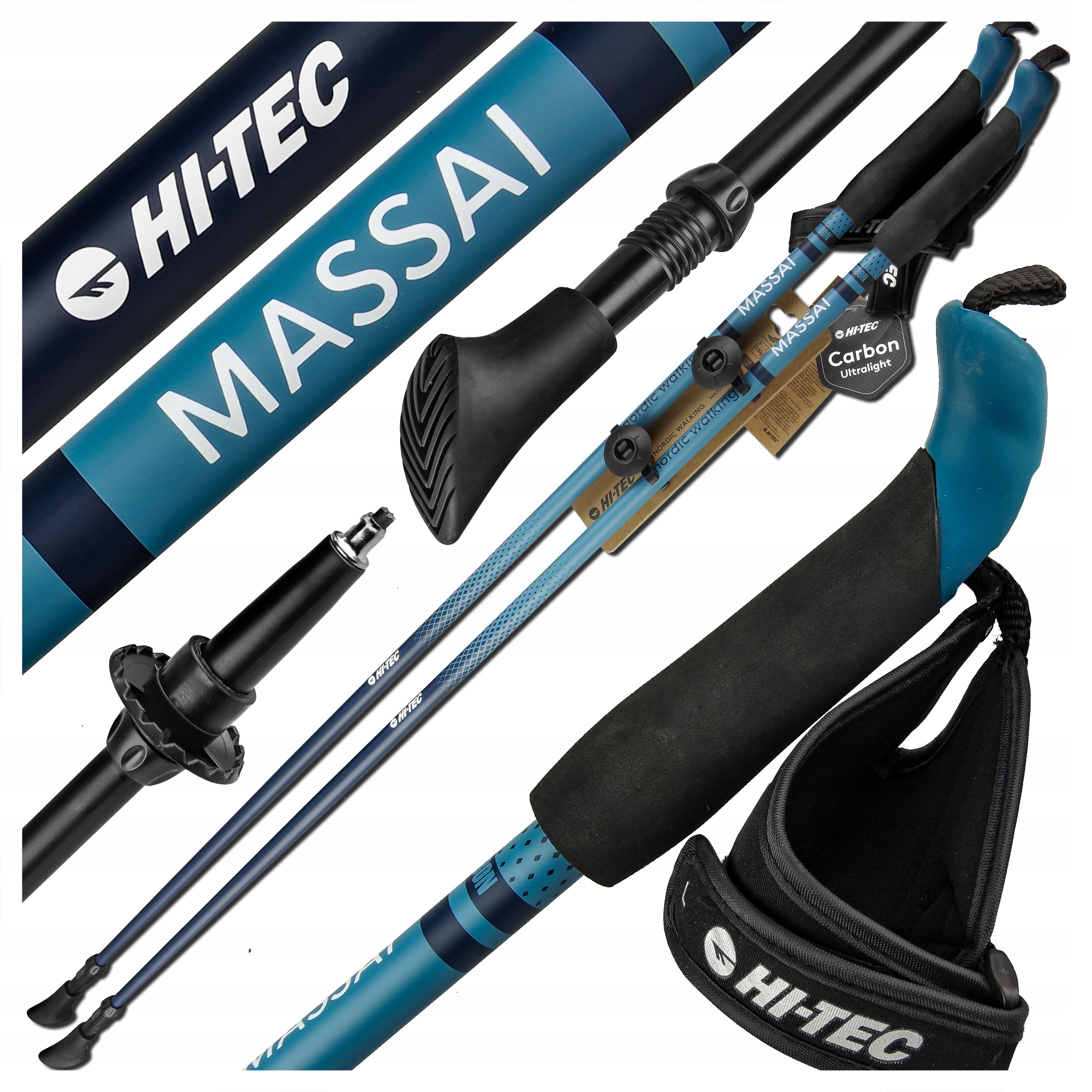 Kije Kijki Nordic Walking Hi-tec Massai Karbonowe Do Chodzenia 125 cm