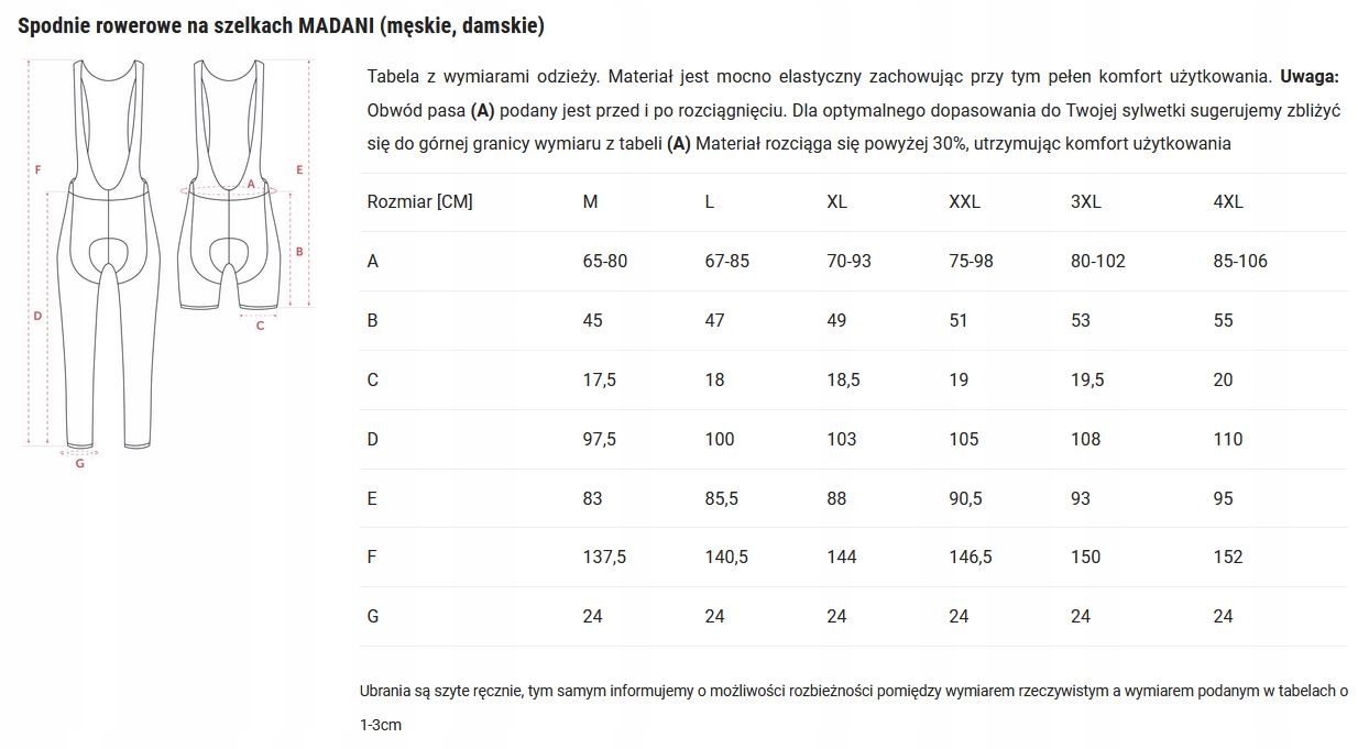Madani: spodnie rowerowe długie,Unisex, r. M Model BLACK HERON