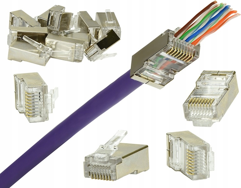 

Wtyk RJ45 Ez kat 5e przelotowe Stp Ftp 10szt ekran
