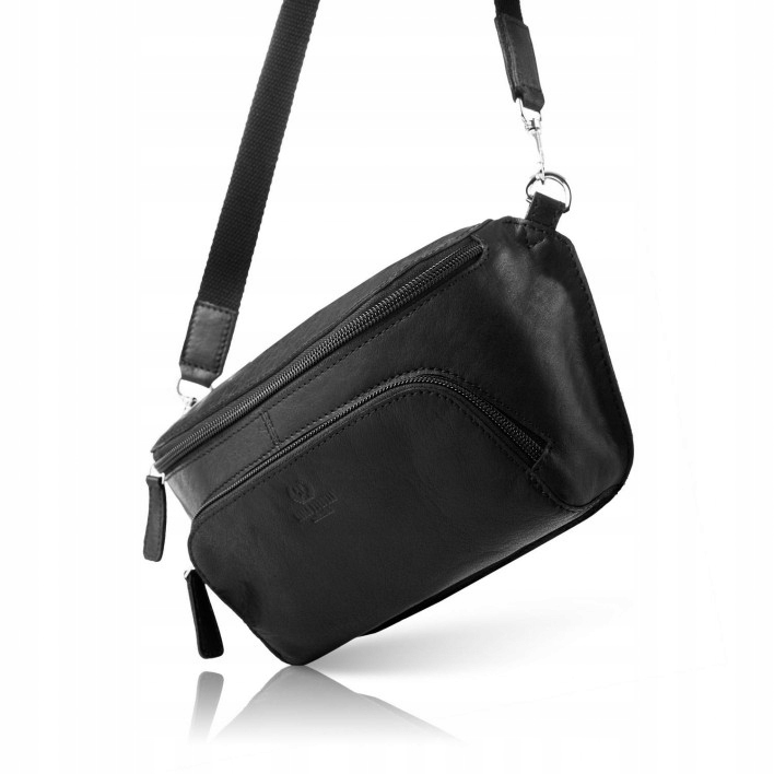 NERKA BIORDÓWKA SASZETKA SKÓRZANA CZARNA DAMSKA