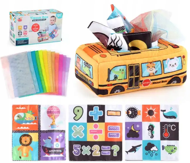 SORTER PUDEŁKO Z CHUSTECZKAMI ZWIERZĄTKA PLUSZOWE MONTESSORI SENSORYCZNE