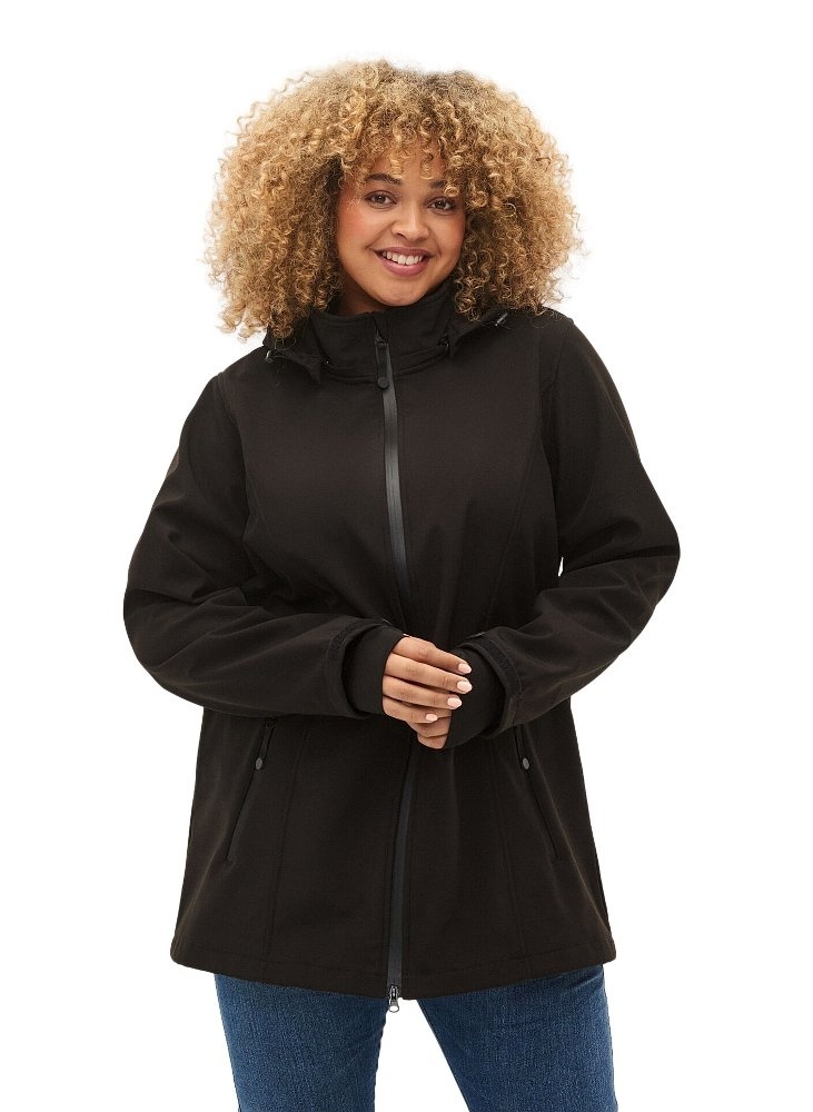 CZARNA KURTKA SOFTSHELL PŁASZCZ ZIZZI PLUS SIZE 383JN 56 Rozmiar 56